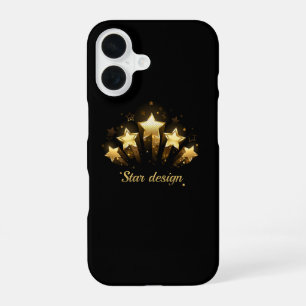 Funda Para iPhone 16 Cinco estrellas de oro sobre negro