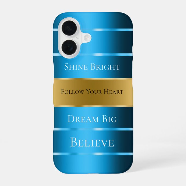 Funda Para iPhone 16 Cinta Azul Glam Gold  (Reverso )