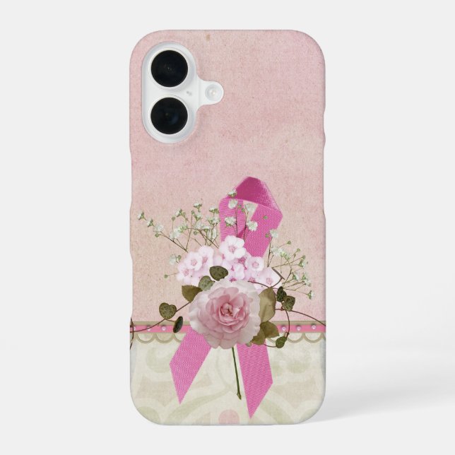 Funda Para iPhone 16 Cinta rosa con rosa (Reverso )