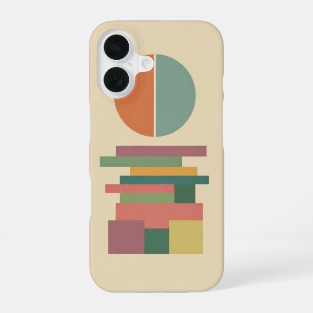 Funda Para iPhone 16 Círculo Dividido Retro y Bloques (Reverso )