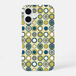 Funda Para iPhone 16 Círculos amarillos funky blancos de mediados de si