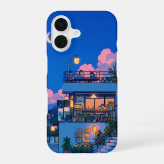 Funda Para iPhone 16 Ciudad Anime Nocturna Calle Lofi Neon Callejón Aco