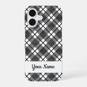 Funda Para iPhone 16 Clásico Patrón de Cuadro Escocés Blanco y Negro Ed