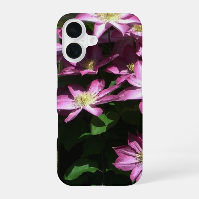 Funda Para iPhone 16 Clemátide Trepadora Flores Purpúreas de Primavera (Reverso )