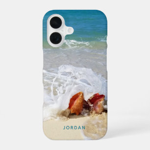 Funda Para iPhone 16 Coastal Beach Shells Seashore Photo Name
