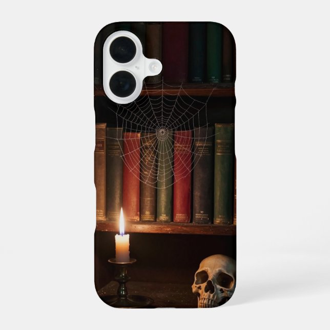 Funda Para iPhone 16 Cobweb Bookshelf Gothic Library Case (Reverso )