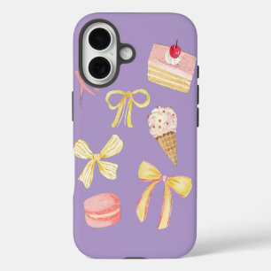 Funda Para iPhone 16 Cojinete Cute Pastel Lazos Tartas Macarons Helado