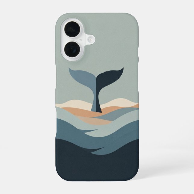 Funda Para iPhone 16 Cola de ballena retro abstracta (Reverso )