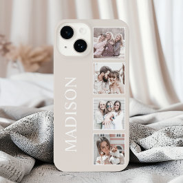 Funda Para iPhone 16 Colaje de Fotos Personalizadas Beige