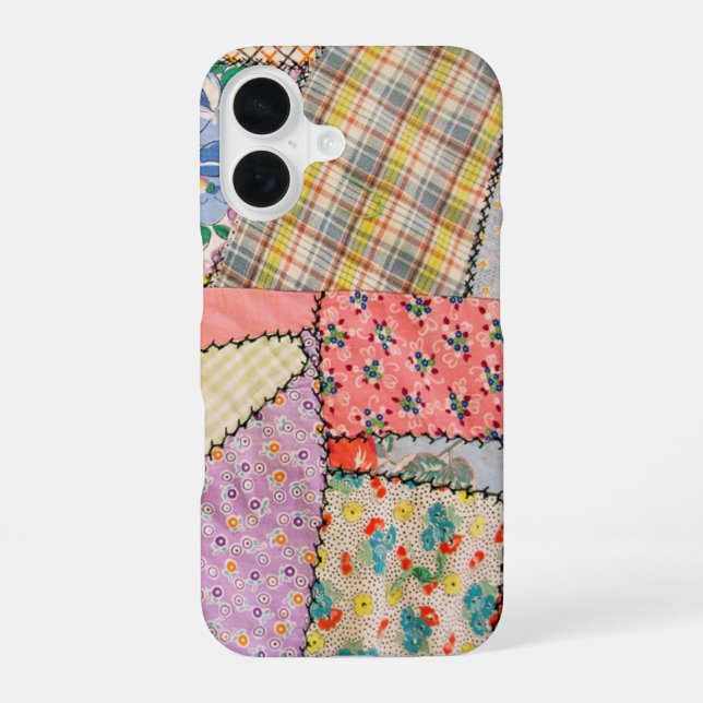 Funda Para iPhone 16 Colcha loca de patchwork con puntadas en zigzag (Reverso )