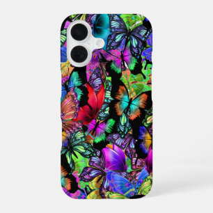 Funda Para iPhone 16 Colección de mariposa neón