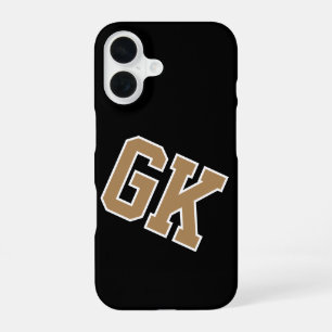 Funda Para iPhone 16 Colegio Negro Dorado Blanco Monograma Iniciales