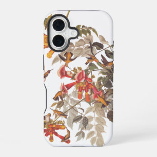 Funda Para iPhone 16 Colibríes de garganta rubí y flores de Audubon