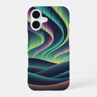Funda Para iPhone 16 Colinas con auroras retro