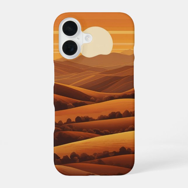 Funda Para iPhone 16 Colinas del Atardecer Retro (Reverso )