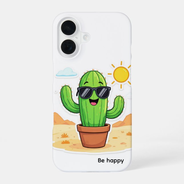 Funda Para iPhone 16 Coll Cactus | Sé Feliz (Reverso )
