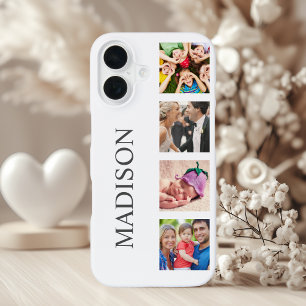 Funda Para iPhone 16 Collage de fotos familiar personalizado blanco per