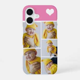Funda Para iPhone 16 Collage de fotos personalizadas con corazón
