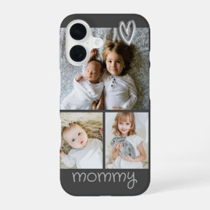 Funda Para iPhone 16 Collage de Fotos Personalizadas con Corazón y Text