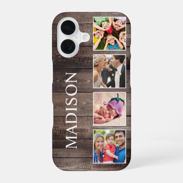 Funda Para iPhone 16 Collage de fotos personalizado Familia Rustic Farm (Reverso )