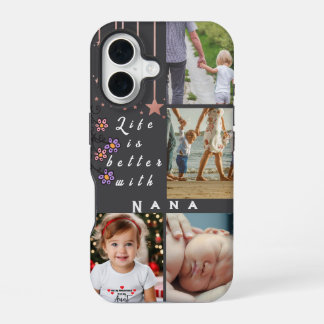 Funda Para iPhone 16 Collage personalizado de 4 fotos La vida es mejor