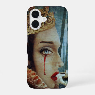 Funda Para iPhone 16 Collage Surrealista Único Reina de Corazones Trist