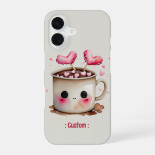 Funda Para iPhone 16 Color de agua rosa y crema suave de cacao caliente