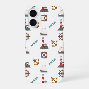 Funda Para iPhone 16 Color del patrón de navegación en blanco