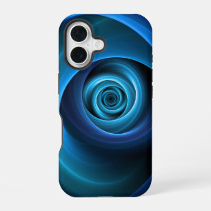 Funda Para iPhone 16 Colores azules espirales 3D Resumen arte fractal m
