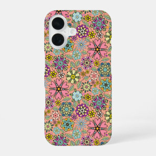Funda Para iPhone 16 Colores de flores retro de la temporada de primave
