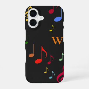 Funda Para iPhone 16 colores en notas musicales negras
