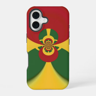 Funda Para iPhone 16 Colores Rasta temáticos: espiral rojo, verde y ama