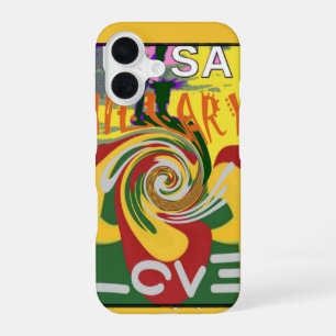 Funda Para iPhone 16 Colores Rasta temáticos: espiral rojo, verde y ama