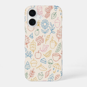 Funda Para iPhone 16 Colorful Autumn Pattern – Cozy Fall Leaves, Coffee