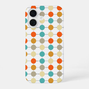 Funda Para iPhone 16 Coloridos Círculos De Retroceso Retro En Cuadrícul