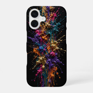 Funda Para iPhone 16 Columna de salpicaduras de pintura explosiva - Oro