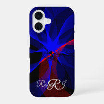 Funda para iPhone 16 con acento azul giratorio geo
