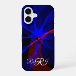 Funda para iPhone 16 con acento azul giratorio geo