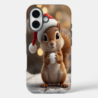 Funda para iPhone 16 con ardilla navideña adorable