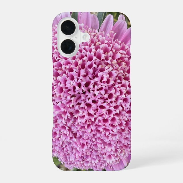 Funda para iPhone 16 con aster floral rosa botánic (Reverso )