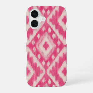 Funda para iPhone 16 con diseño Ikat Rosa Boho
