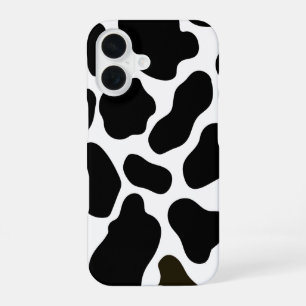 Funda para iPhone 16 con estampado de vaca en negr