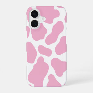 Funda para iPhone 16 con estampado de vaca rosa y