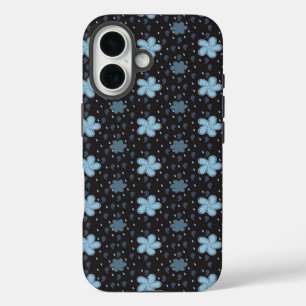 Funda para iPhone 16 con Flores Paisley Azules y N