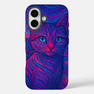 Funda para iPhone 16 con ilustración de gato neon 