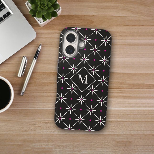 Funda para iPhone 16 con Monograma de Celosía Flor (Subido por el creador)