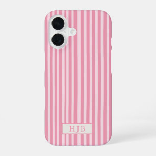 Funda para iPhone 16 con monograma de raya rosa el