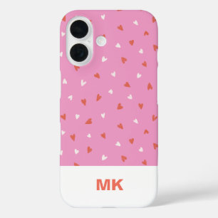 Funda para iPhone 16 con monograma inicial rosa ch