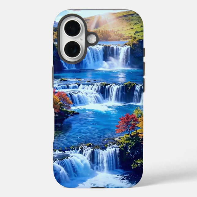 Funda para iPhone 16 con paisaje de cascada serena (Reverso )
