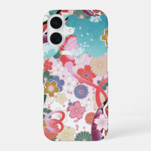 Funda para iPhone 16 con patrón floral japonés
